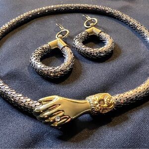3-pc Vintage Snake Mesh Necklace & Earrings Set